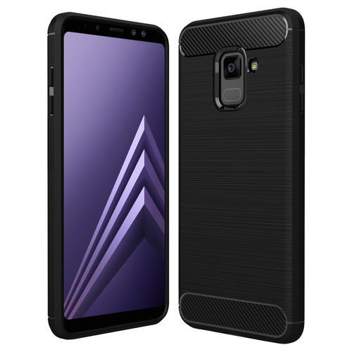 Flexi Slim Carbon Fibre Case for Samsung Galaxy A8+ (2018) - Brushed Black